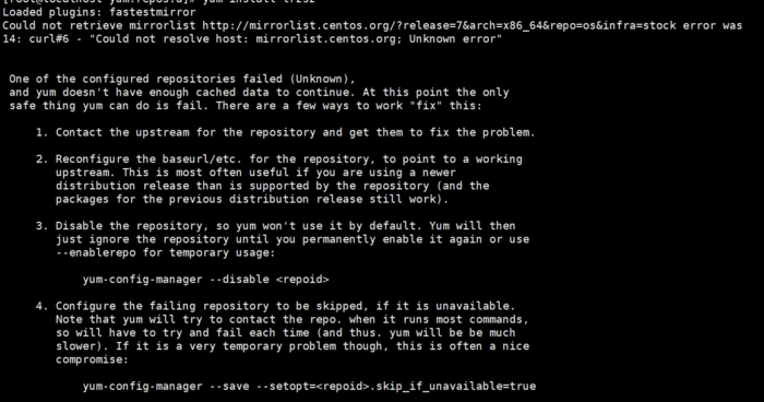 解决问题：Could not resolve host: mirrorlist.centos.org； Unknown error-连界优站